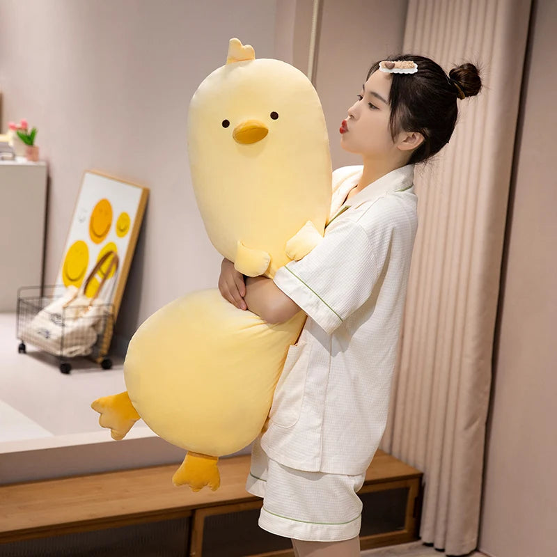 70/90cm Duck Long Pillow Stuffed Soft Cartoon Animal Chick Bolster Plushie Sleeping Leg Support Peluche Birthday Gift
