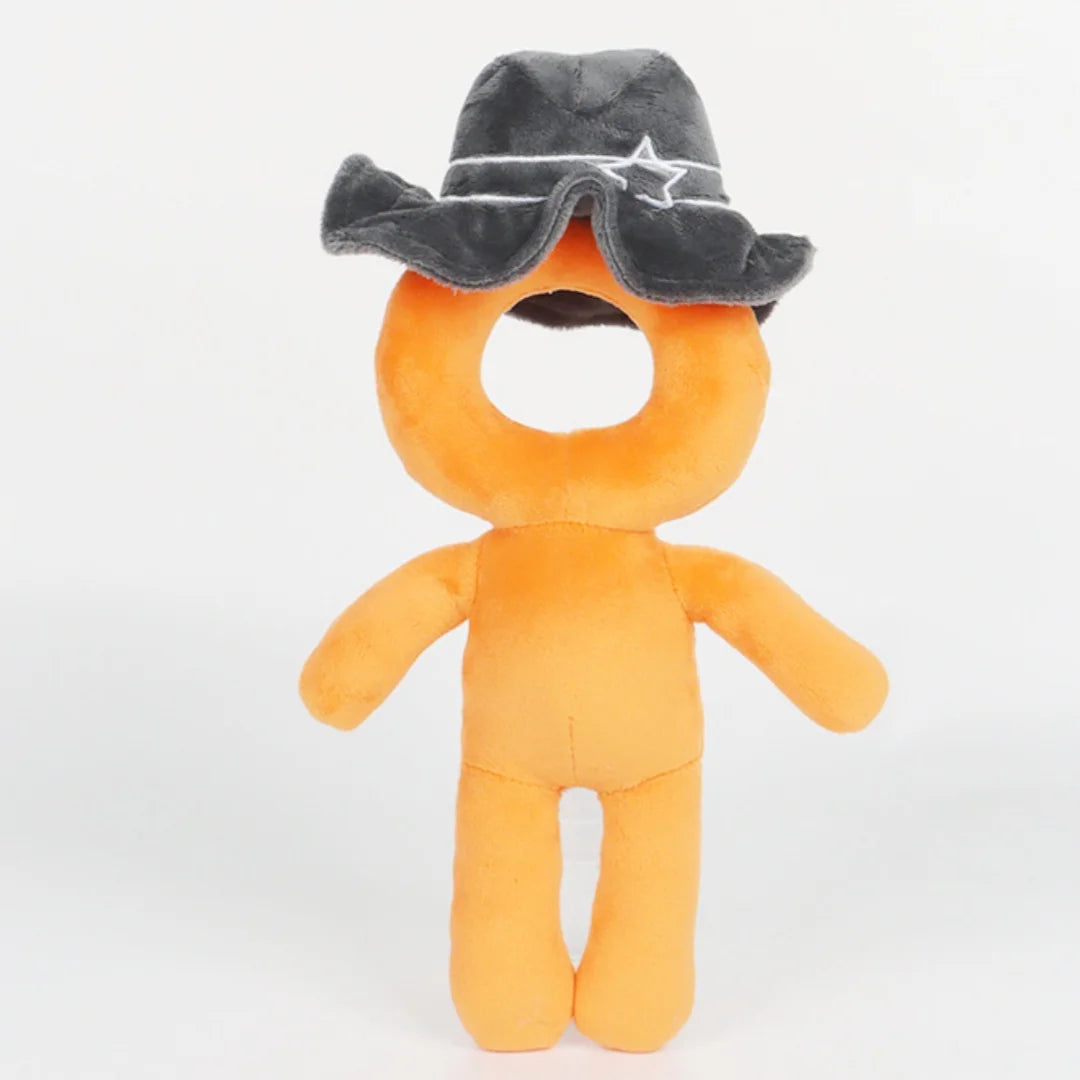 カラフルなキャラクターぬいぐるみ シェフ帽とサングラス付き