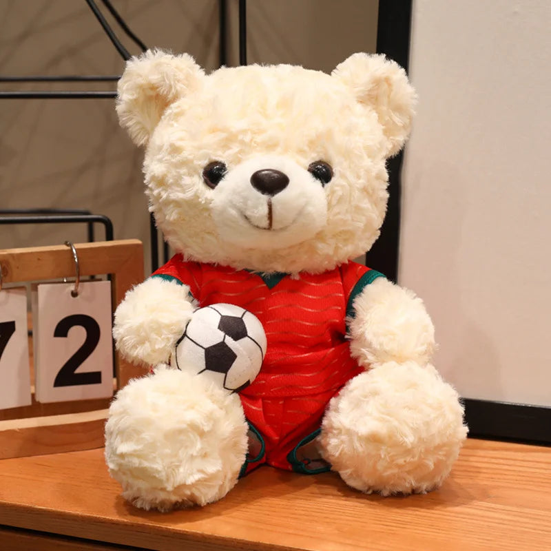 クリーム色のサッカー ドイツ代表 ユニフォーム テディベア ボール付き