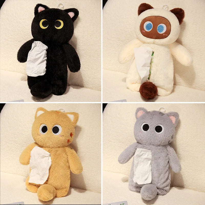 かわいい グレーの ふわふわ ぬいぐるみ ティッシュケース