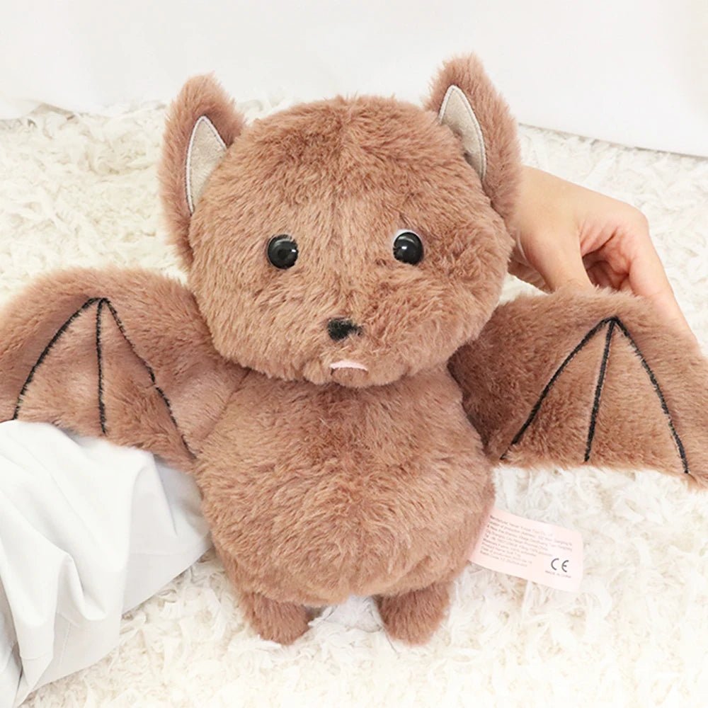 ふわふわ茶色の舌出しコウモリぬいぐるみ