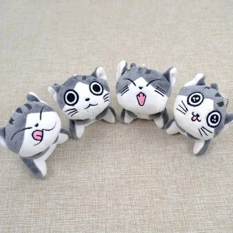 10cm Mini Cute Cat Plush Stuffed Kitten Key Chain Plush Toys Animal Stuffed Sitting Doll Key Ring Chain Pendant Toy Kids Gift