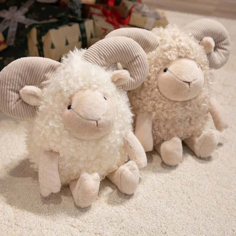 Cute Sheep Plush Toy Kawaii Stuffed Animal Soft Lamb Doll Fluffy Plushie Gift for Kids Baby Nursery Decor Birthday Christmas Gif