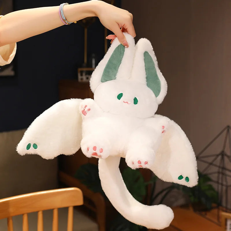 可愛いコウモリ羽のウサギぬいぐるみ ピンクとグリーン