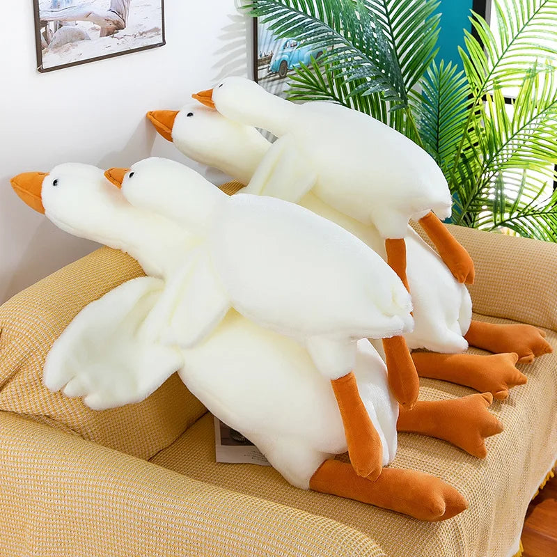 ふわふわ 白い ガチョウの親子 抱き枕