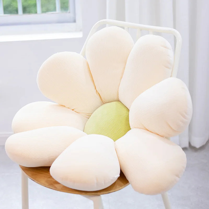 40-80cm Daisy Plush Plant Pillow Lifelike Sunflower Seat Cushion Yellow Pink Beige Chair Flower Pillow