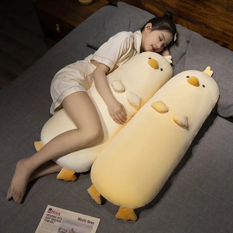70/90cm Duck Long Pillow Stuffed Soft Cartoon Animal Chick Bolster Plushie Sleeping Leg Support Peluche Birthday Gift