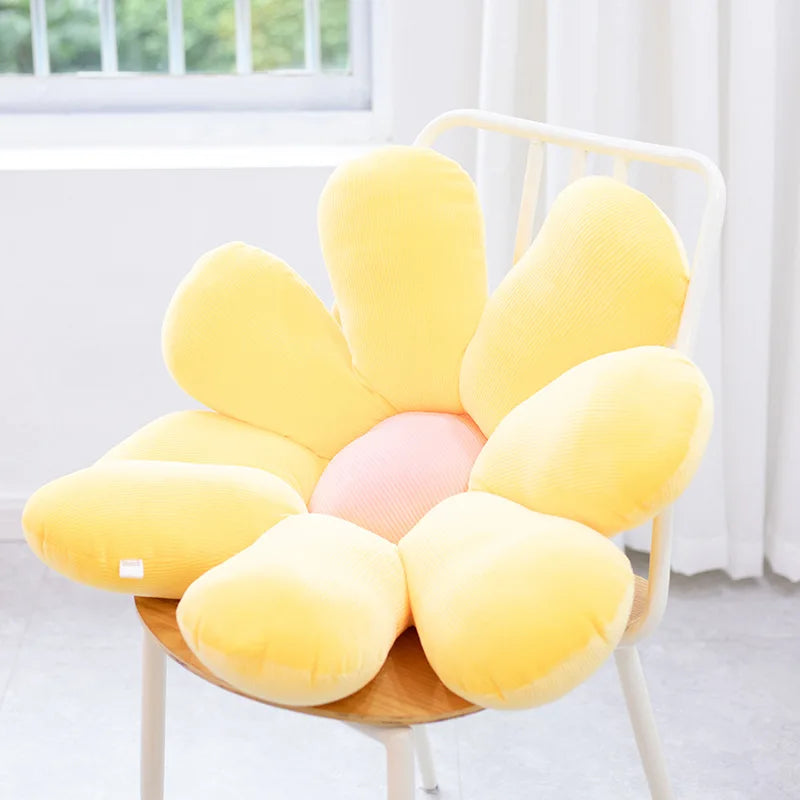 40-80cm Daisy Plush Plant Pillow Lifelike Sunflower Seat Cushion Yellow Pink Beige Chair Flower Pillow