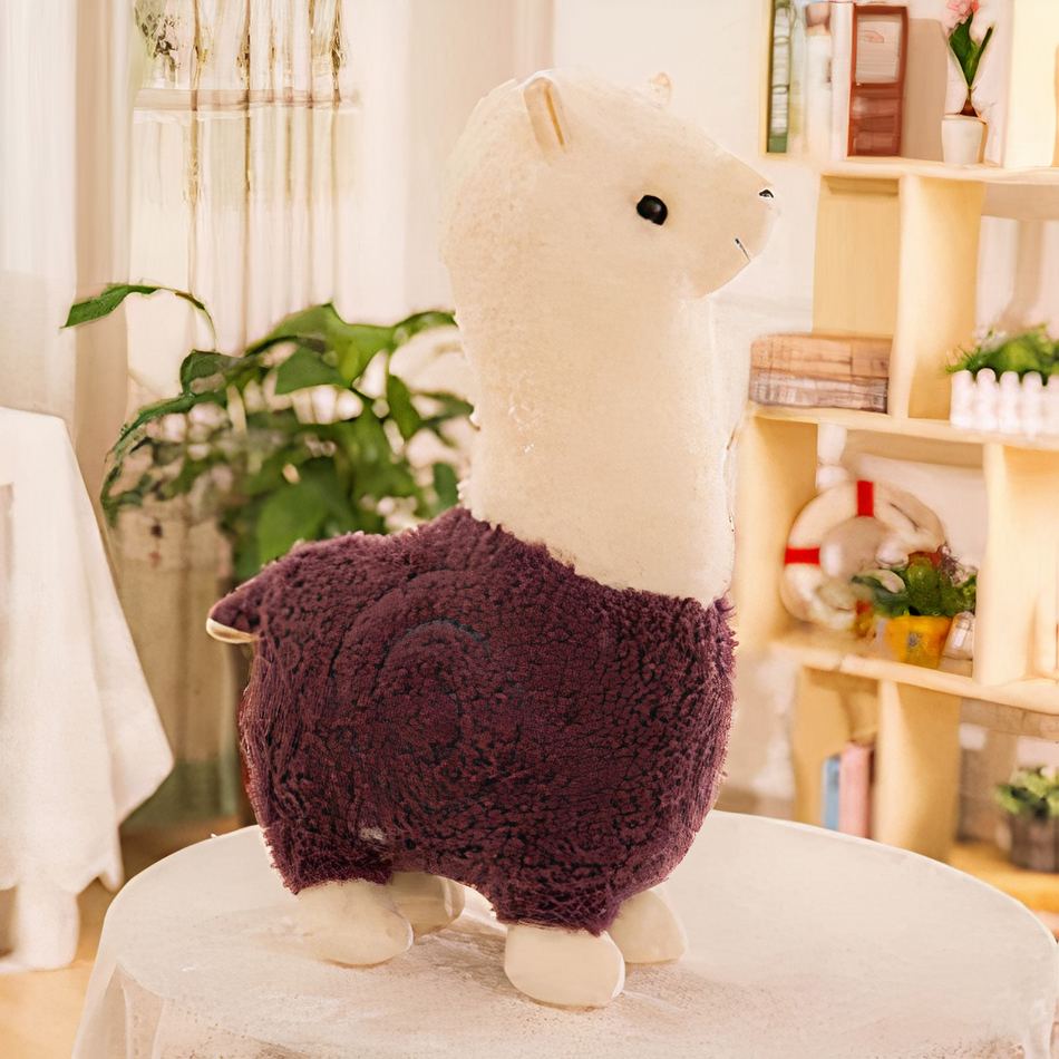柔らかくて抱き心地の良い紫のアルパカの子供用ドレス - The Plush Company