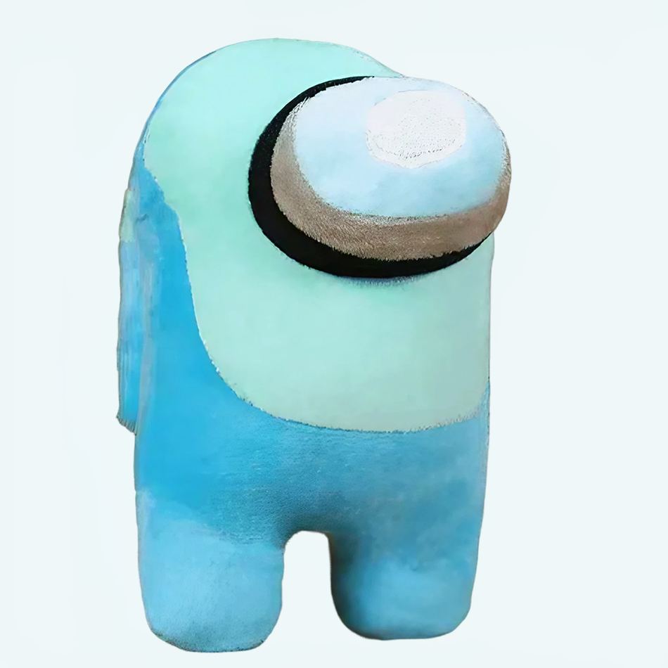 柔らかいターコイズ色のAmong Usぬいぐるみ、10cm、ゲームコンパニオン、The Plush Company