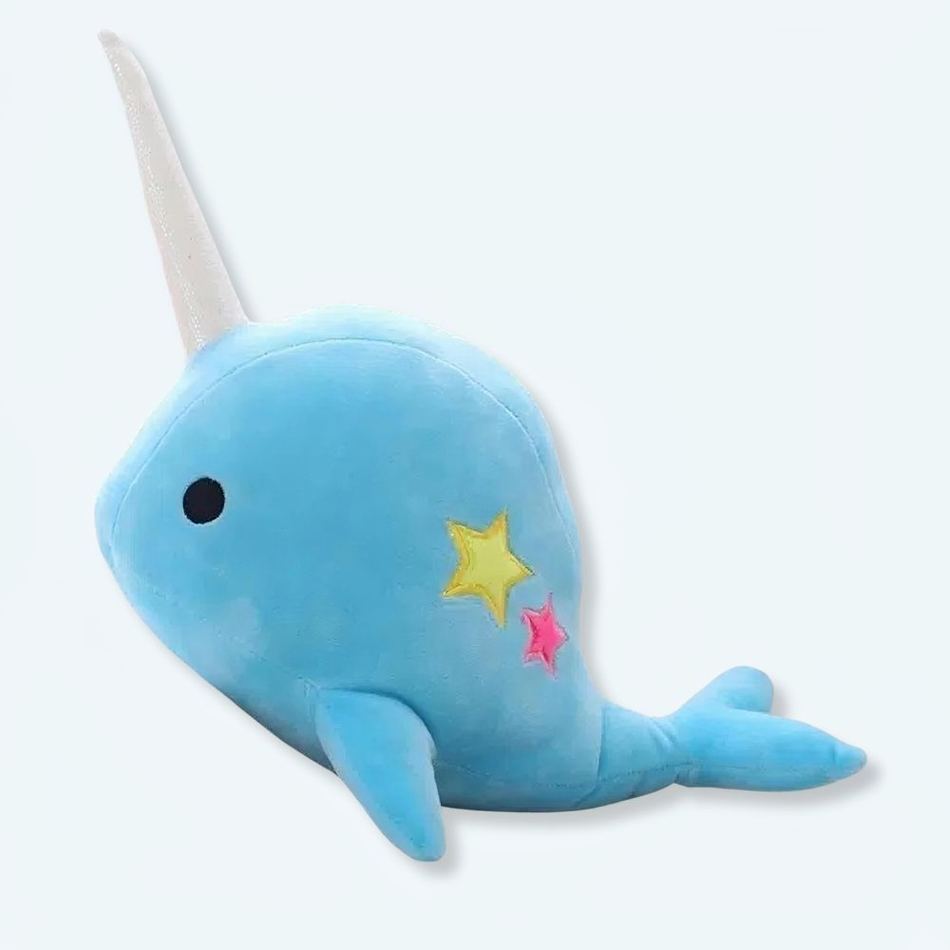 夢見る子供のための柔らかい青いユニコーンクジラのぬいぐるみ、35cm、The Plush Company
