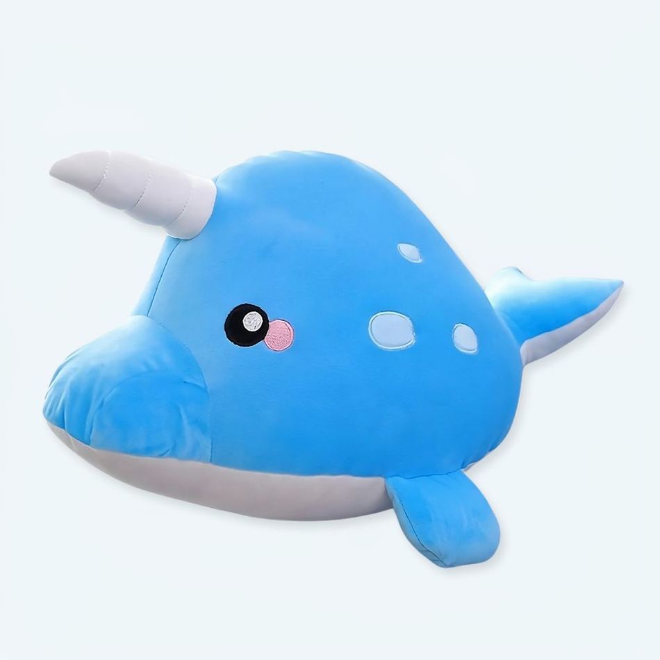 マジカルスカイブルーユニコーンクジラぬいぐるみ、柔らかくて抱き心地が良い、35cm、The Plush Company