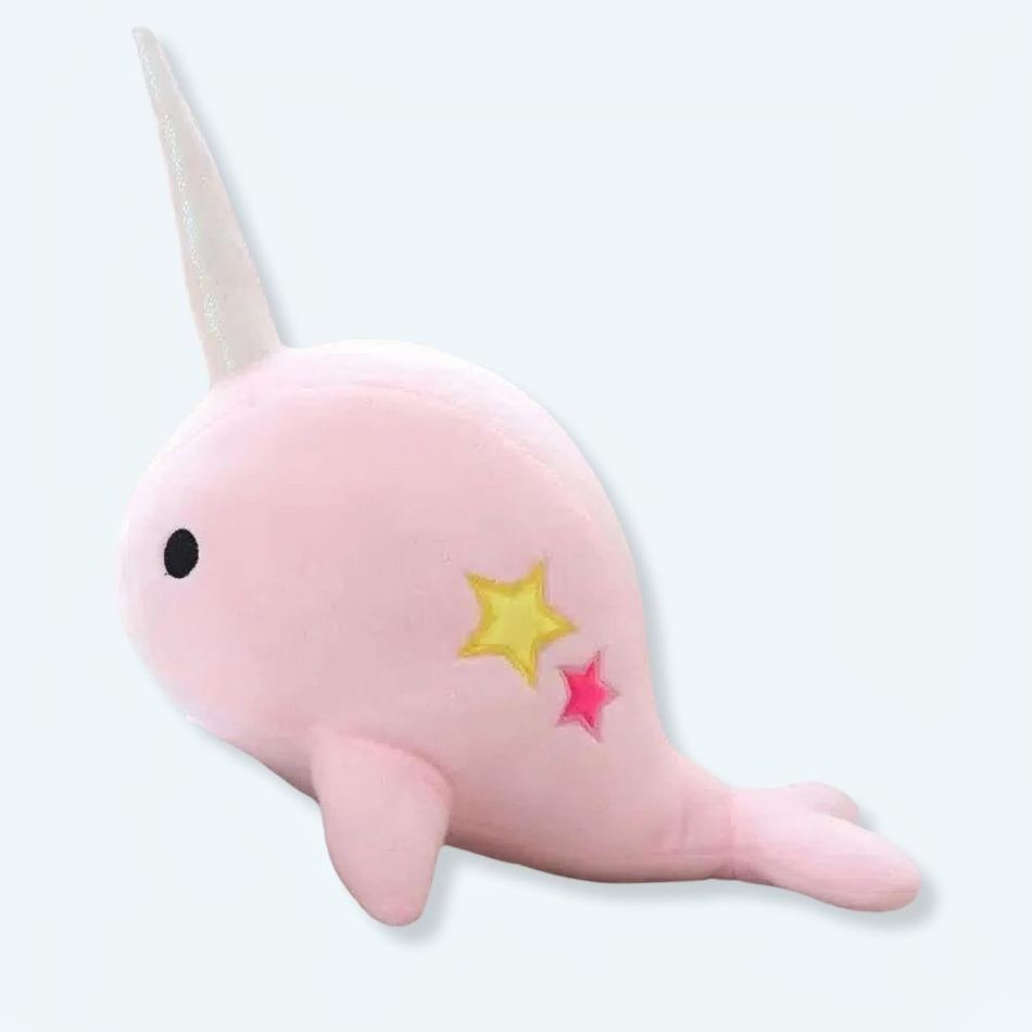 ソフトピンクの魔法のクジラのぬいぐるみ、おとぎ話の世界、子供用サイズ、35cm、The Plush Company