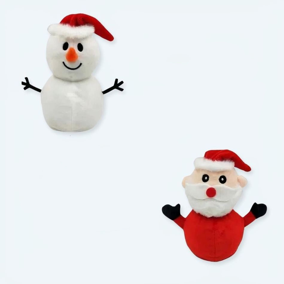 La Compagnie de la Pelucheの柔らかくて暖かいリバーシブルのクリスマス雪だるまぬいぐるみ