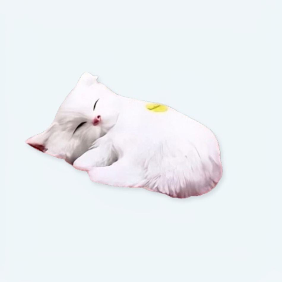 柔らかくて抱き心地の良い、眠っている白い猫のぬいぐるみ。居心地の良い寝室にぴったりです。The Plush Company