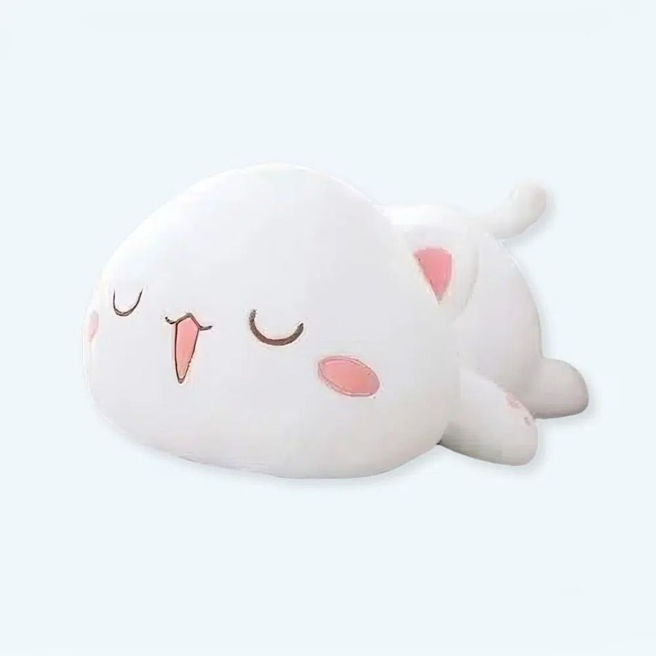 冬の心地よい眠りにぴったりの、ふわふわで可愛い白猫のぬいぐるみ。The Plush Company