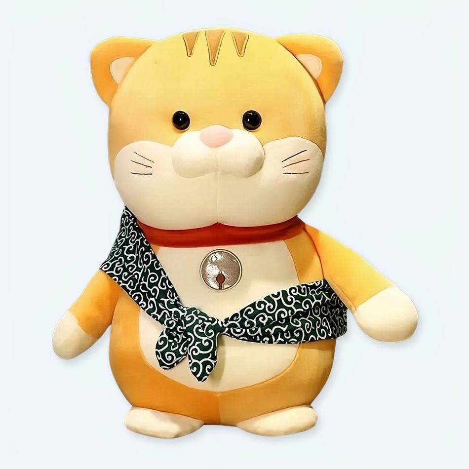 ぬいぐるみ猫のぬいぐるみ、取り外し可能なスカーフ付きの柔らかい冬用ブランケット、25cm、The Plush Company