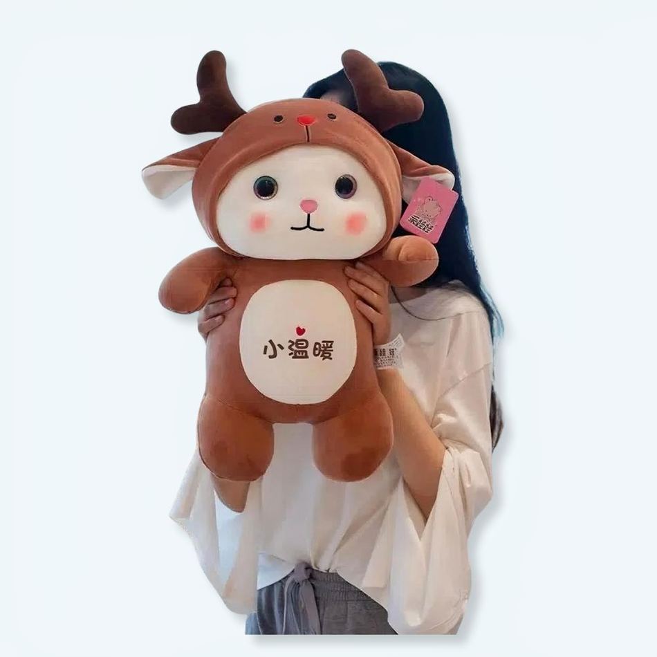 柔らかくて抱きしめたくなる猫と鹿のぬいぐるみ、冬のお祭りの装飾、25cm、The Plush Company