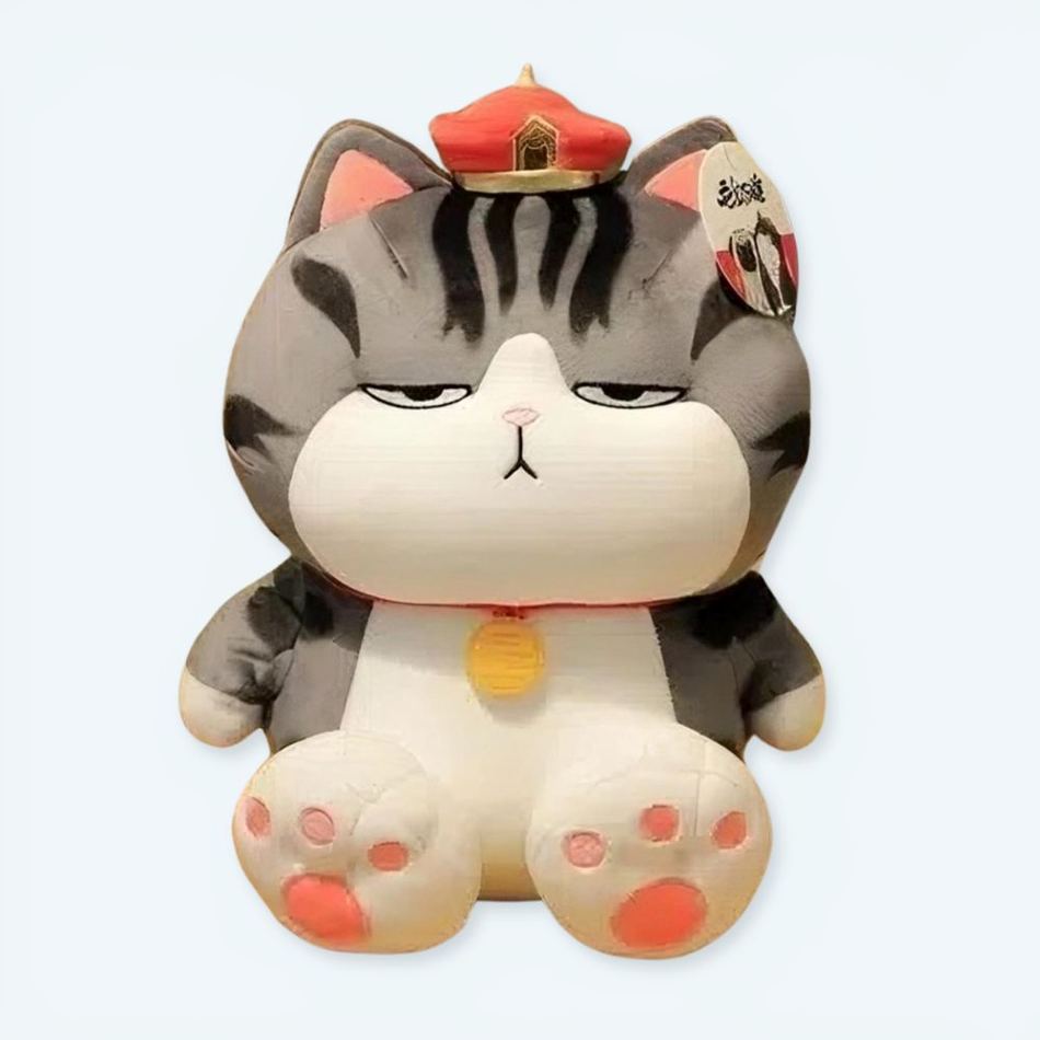 ぬいぐるみ皇帝猫、柔らかいグレーのタビー、座って抱きしめたくなる、30cm、The Plush Company