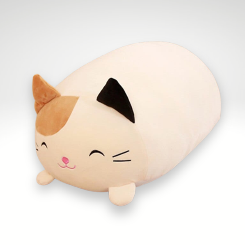ハッピーなツートンカラーのスクイシュマロ猫のぬいぐるみ