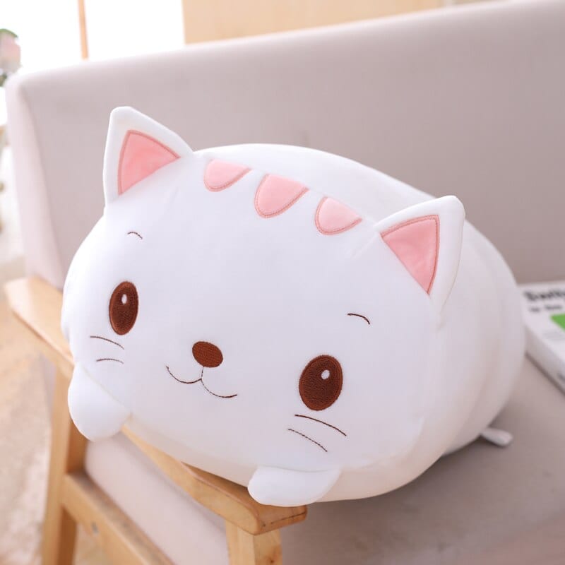 ひげ付きホワイトスクイシュマロ猫ぬいぐるみ、20cm