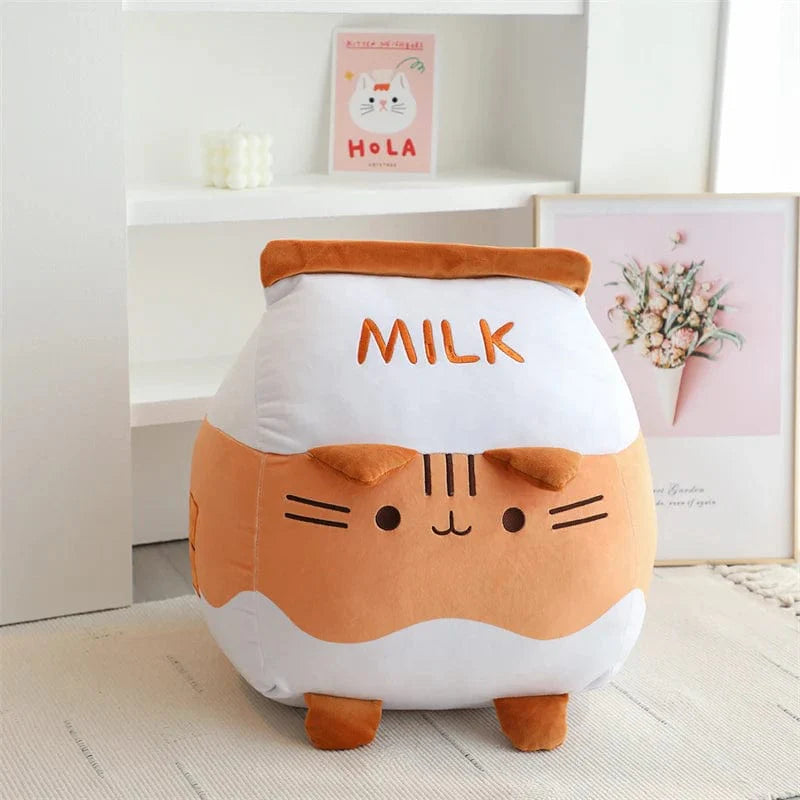 チョコレートミルクカートンスクイシュマロ猫ぬいぐるみ、22cm