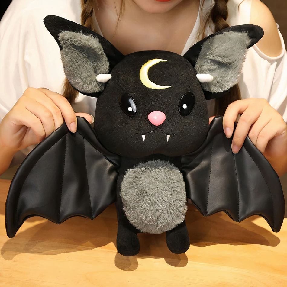 柔らかくて華やかなハロウィンの黒いコウモリのぬいぐるみ / 30cm The Plush Company