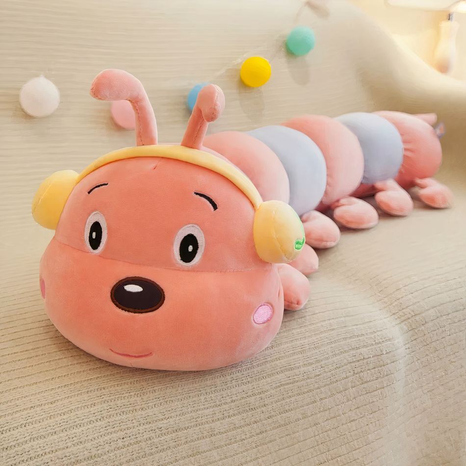 柔らかくてカラフルな巨大な毛虫のぬいぐるみ、ピンク、子供用装飾、The Plush Company