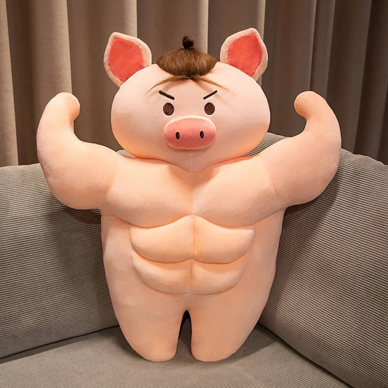 55cm ブラウンボディビルダー豚ぬいぐるみ