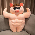 55cm ブラウン ボディビルダー 豚 ぬいぐるみ メガネ付き