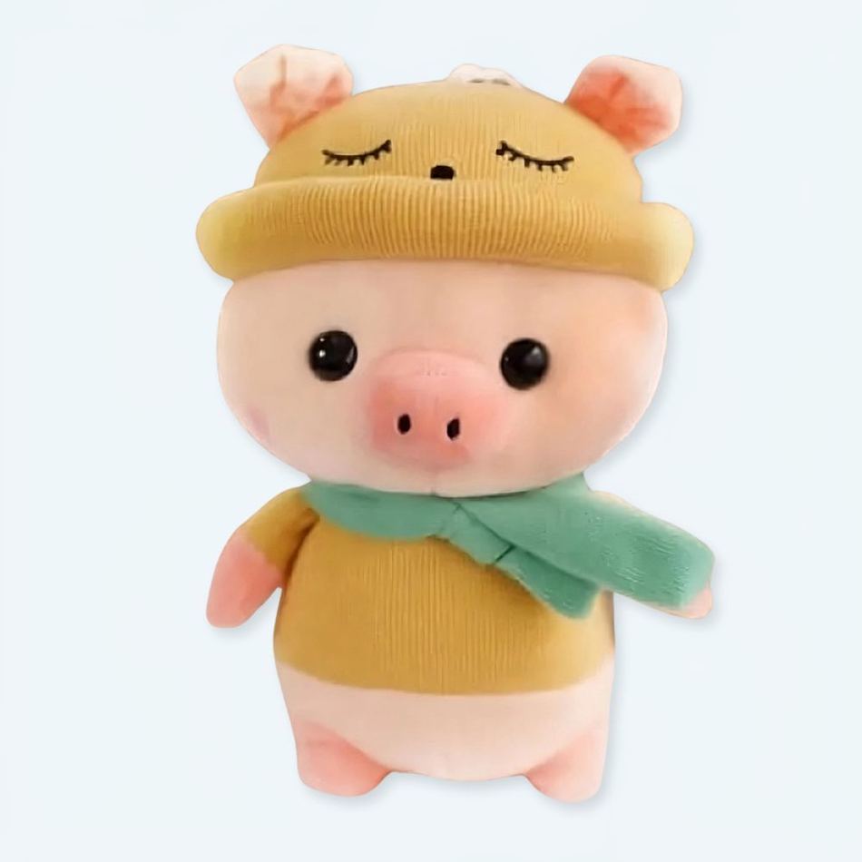 愛らしい黄色いブタのぬいぐるみ、柔らかく抱きしめたくなる仲間、25cm、The Plush Company