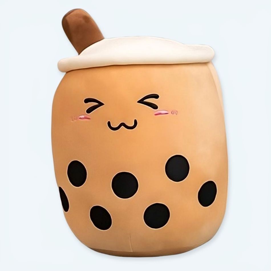 柔らかい茶色のバブルティーぬいぐるみクッション、22～24cm、抱き心地が良い、22～24cm、The Plush Company