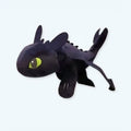 トゥースレス・ザ・ブラックドラゴンぬいぐるみ、ソフト＆ファンタジースタイル、35cm、La Compagnie de la Peluche製