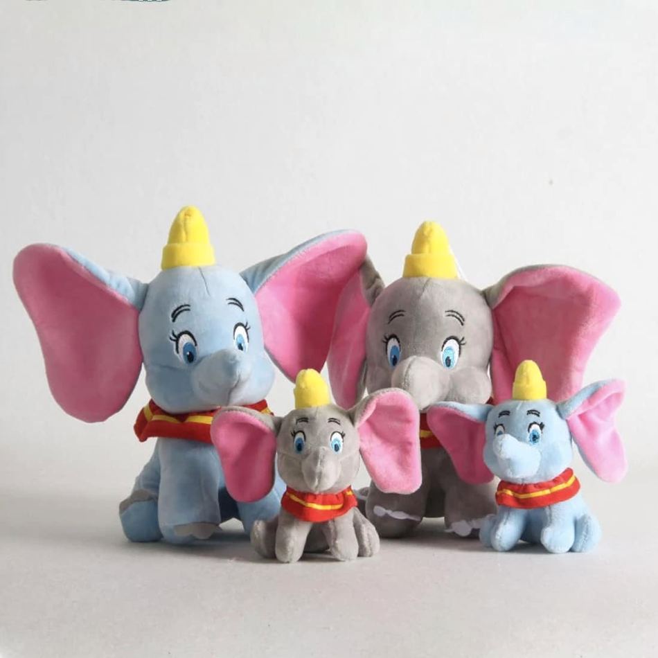 ダンボの柔らかいグレーとブルーの象のぬいぐるみ、子供用、抱きしめたくなる