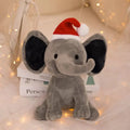 曲がった鼻のクリスマスゾウのぬいぐるみ、グレー / 25cm