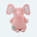 子供部屋にぴったりの、柔らかなピンクの象のぬ​​いぐるみ。The Plush Company