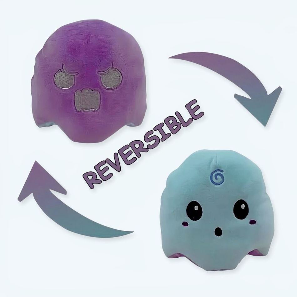 リバーシブルゴーストぬいぐるみ、明るい紫と青、柔らかい、The Plush Company製