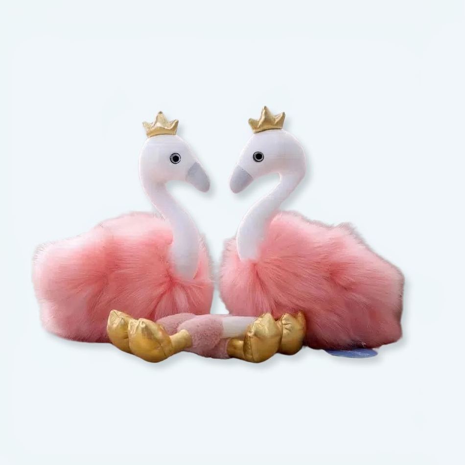 柔らかくて長い毛を持つ、エキゾチックなピンクのフラミンゴのぬいぐるみ、20cm、The Plush Company