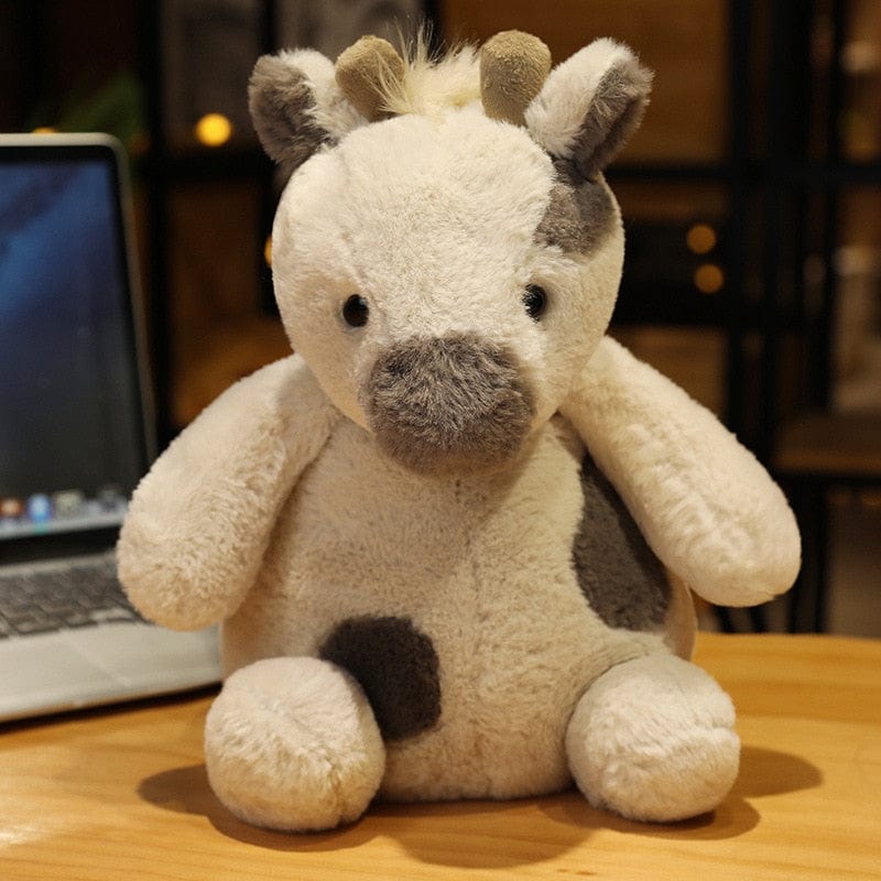 灰色の斑点のある白い赤ちゃんキリンのぬいぐるみ、25cm