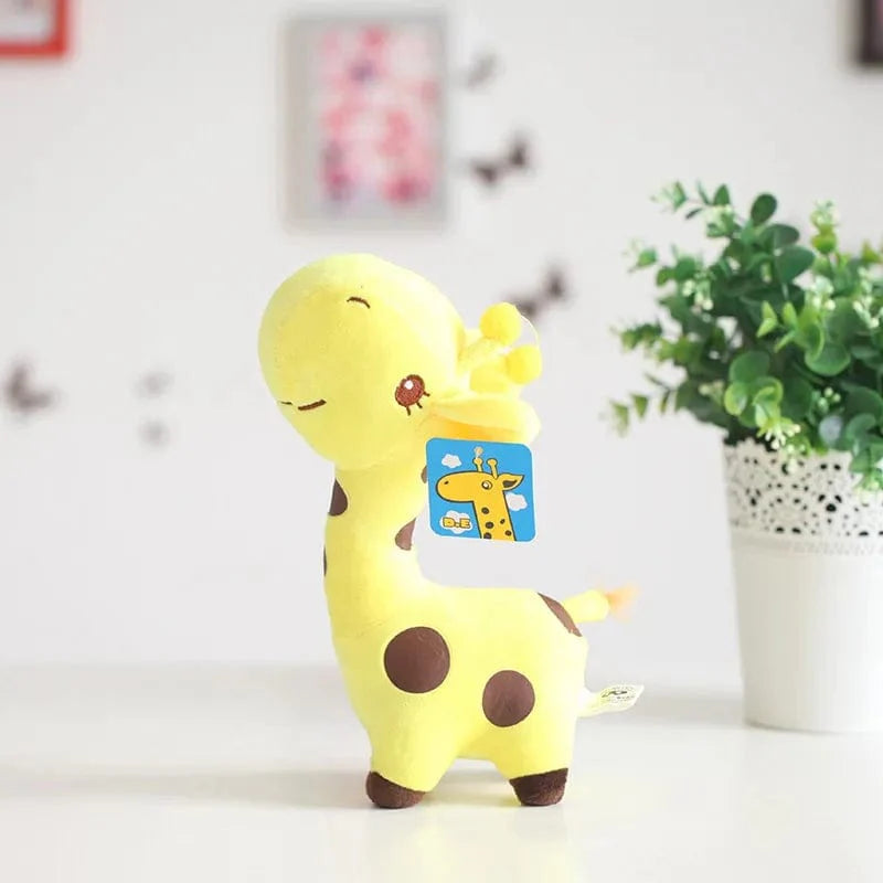 大きな頭の黄色いキリンのぬいぐるみ、18cm