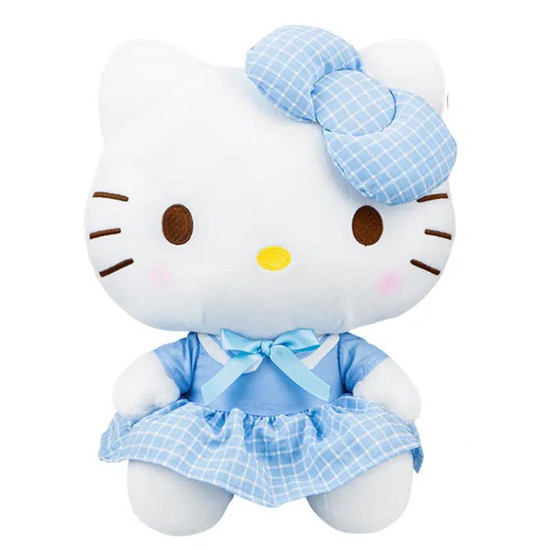 ハローキティのぬいぐるみ、ピンクとブルーのユニフォーム、かわいいスタイル、抱きしめたくなるブルー、子供サイズ、The Plush Company
