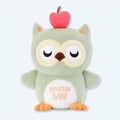 暖かい寝室で心地よい眠りを演出する、柔らかなグレーのフクロウのぬいぐるみ。The Plush Company