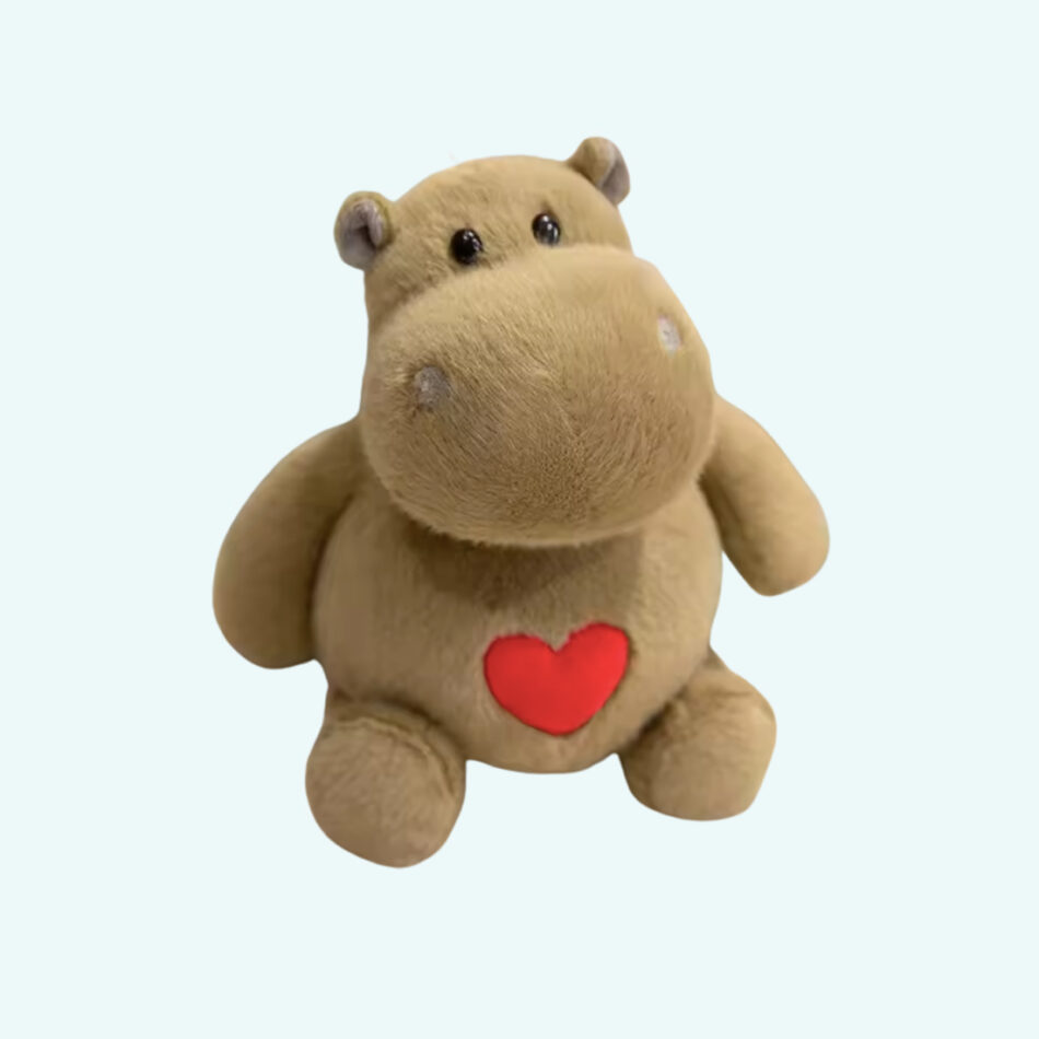 柔らかくて抱き心地の良い子供用カバのぬいぐるみ、25cm / ベージュ、The Plush Company