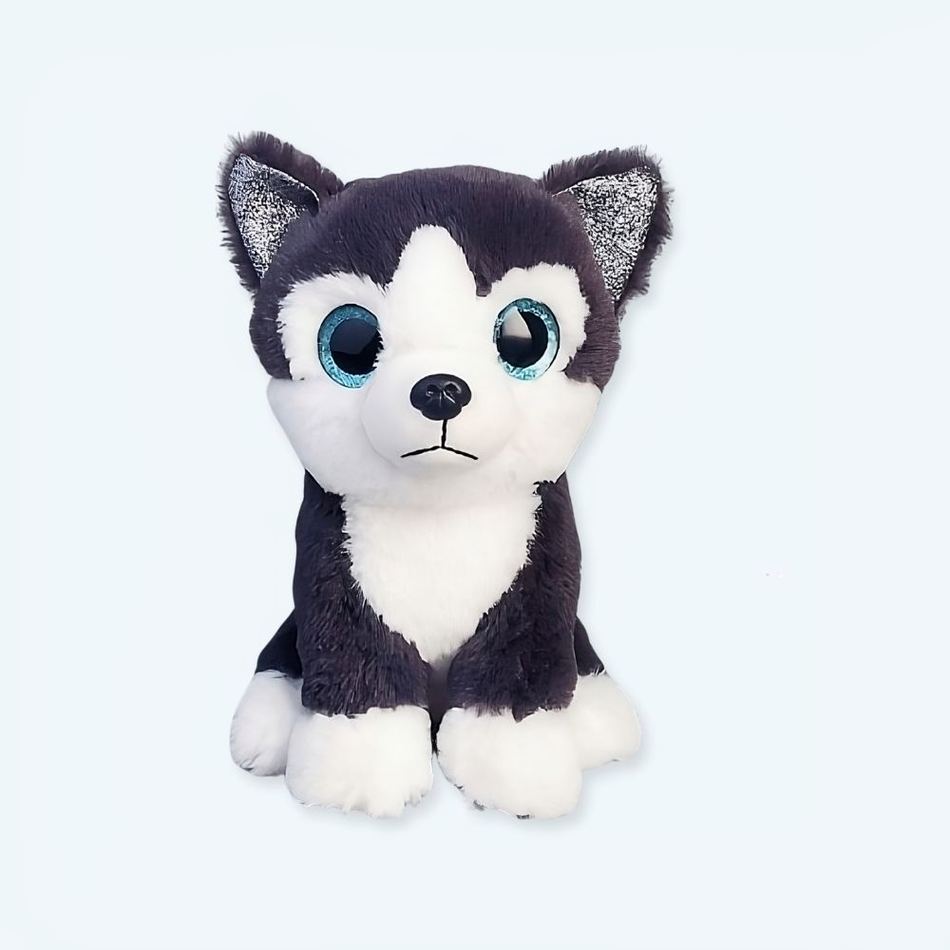 お子様のための柔らかい黒のハスキーぬいぐるみの冬のお供 - The Plush Company