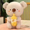 パッションフルーツのタピオカティーを飲むコアラのぬいぐるみ、23cm（タピオカティーは含まれていません）