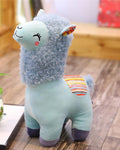 柔らかくてカラフルなレインボーラマのぬいぐるみ（子供用、ブルー）。The Plush Company