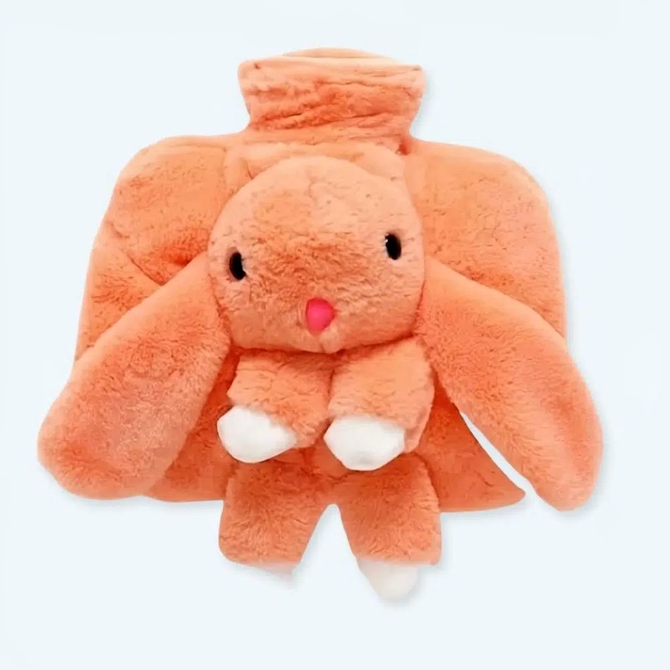 ぬいぐるみウサギの湯たんぽ、冬にぴったりの柔らかな肌触り、温かみのあるオレンジ色、The Plush Company