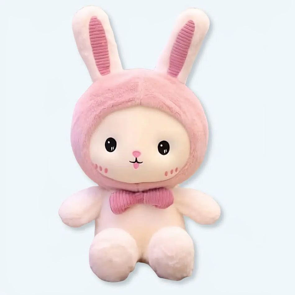 ピンクの帽子をかぶった柔らかいウサギのぬいぐるみ、冬の子供にぴったり、25cm、The Plush Company