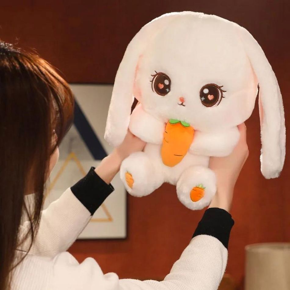 楽しいニンジンデザインの柔らかくて抱きしめたくなるウサギのぬいぐるみ（30cm）、La Compagnie de la Pelucheより