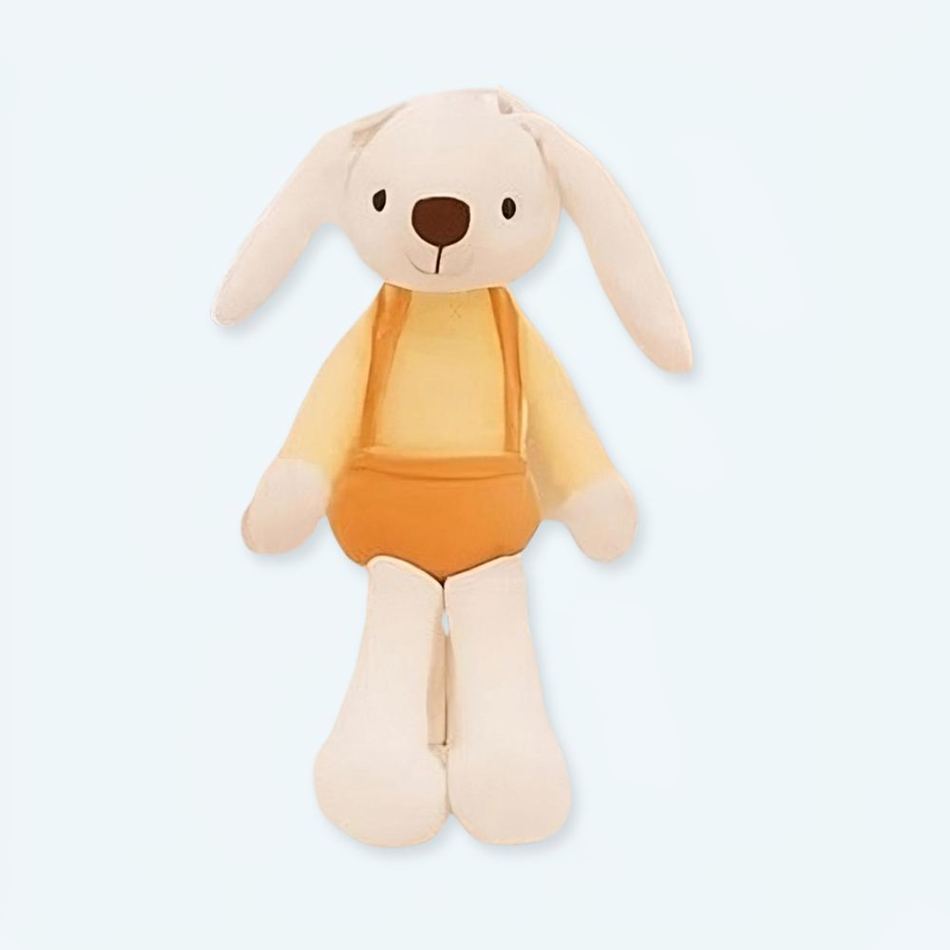 柔らかくて抱きしめたくなるような、子供用の黄色いウサギのぬいぐるみ、春、The Plush Company